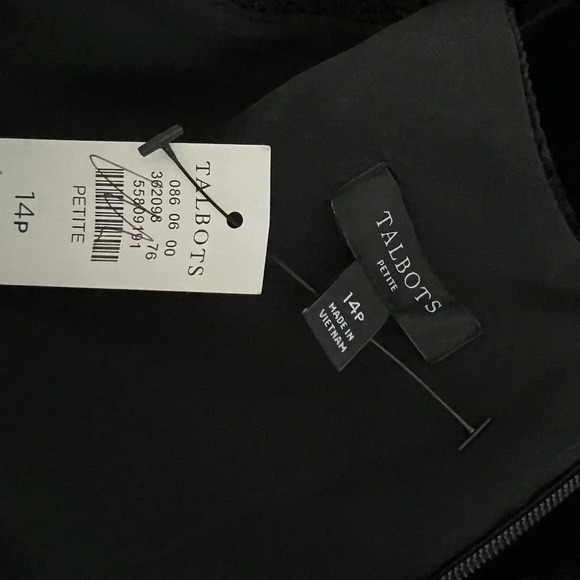 NWT Talbots Festive Black Velvet Sequin Sleeves V-Neck Midi Dress 14P Holidays - Picture 11 of 14